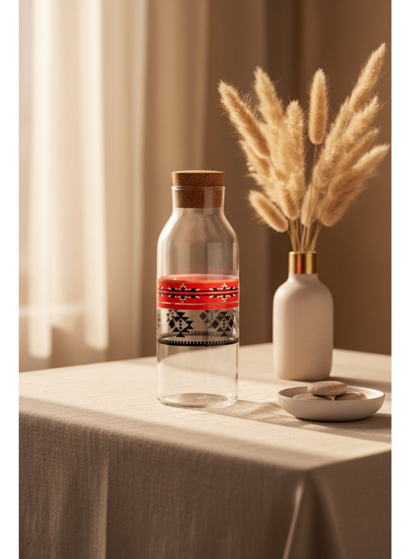 AKDC YUNIVERSE Traditional Motif Glass Bottle with Cork Lid - 1100ml - Image 2